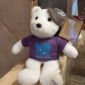 Justin Bieber Bear Bean Bug Plush Rare NWT One Less Lonely Girl Bieber Time 2010